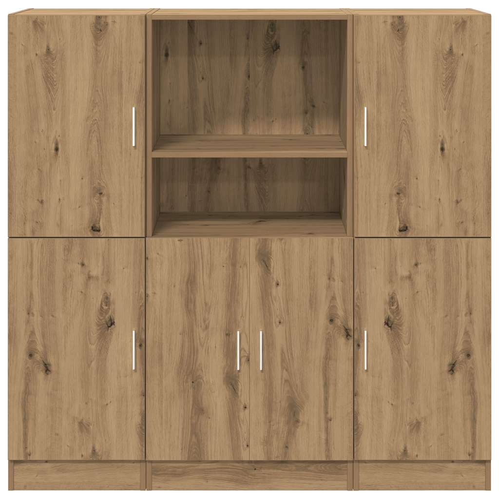 3-piece kitchen cabinet set, Artisan oak wood-based material