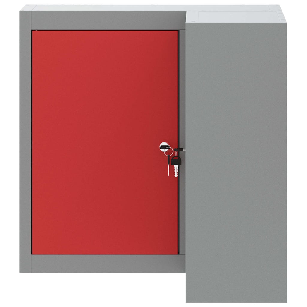 Werkzeugschrank mit Regal Rot und Grau 55 x 55 x 55 cm