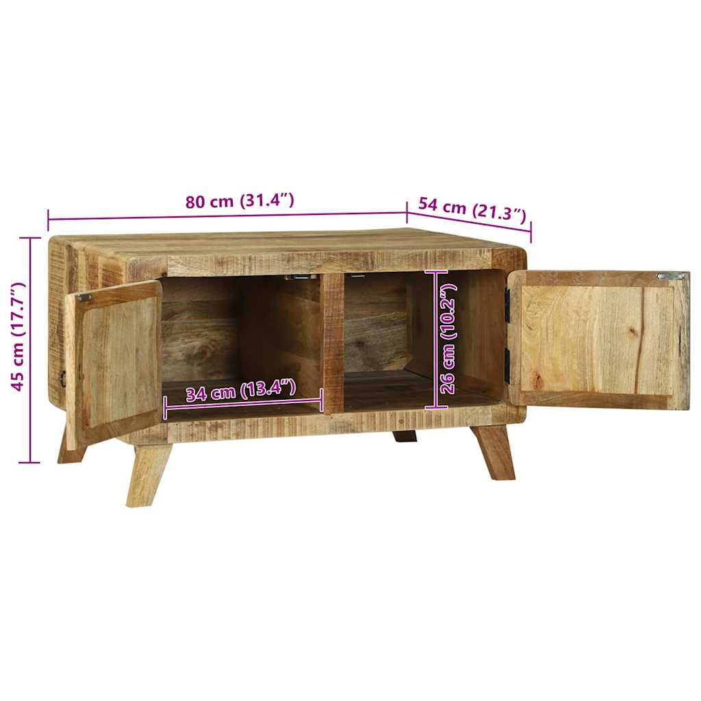 Couchtisch Braun 80 x 54 x 45 cm Raues Mango-Massivholz