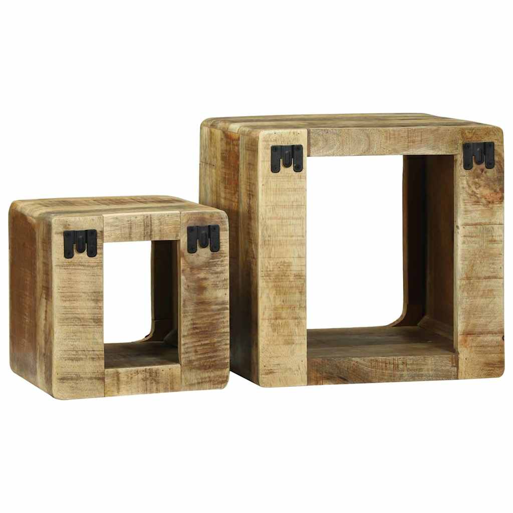 TV Einheit 2 pcs Braun 36 x 30 x 36 cm Raues Mango-Massivholz