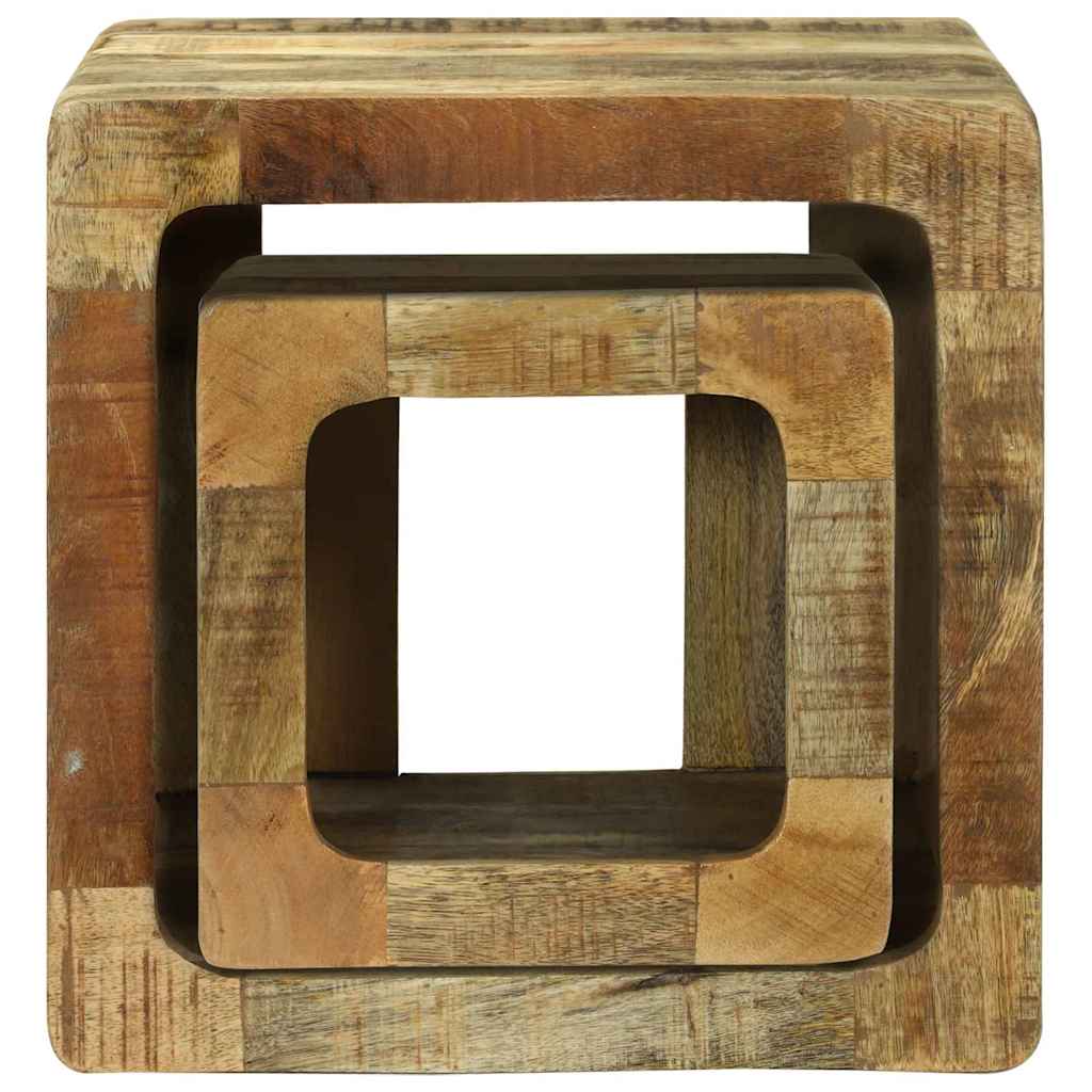 TV Einheit 2 pcs Braun 36 x 30 x 36 cm Raues Mango-Massivholz
