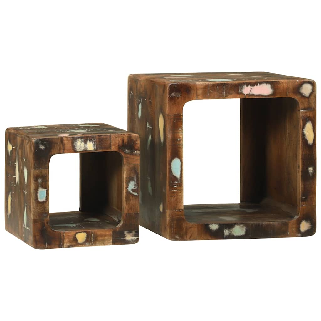 TV Einheit mit Regal 2 pcs Mehrfarbig recyceltes Massivholz