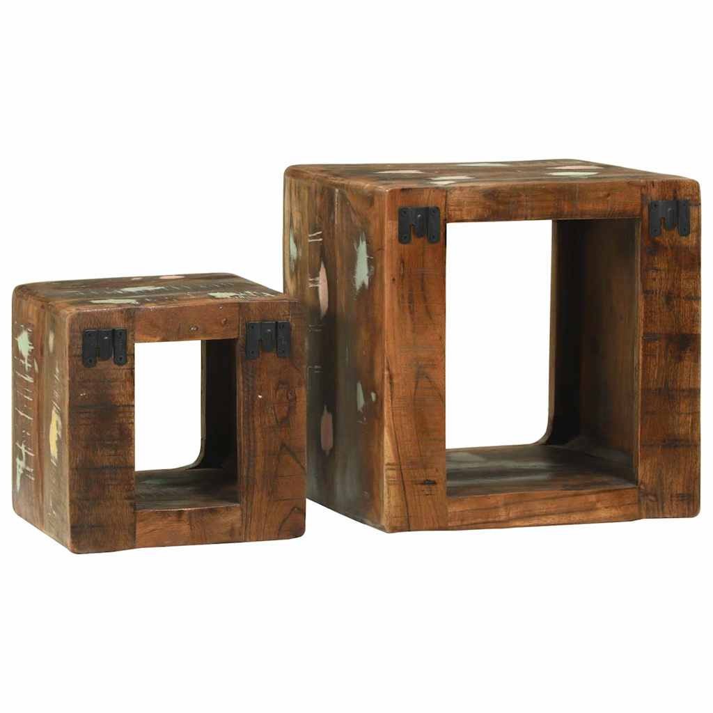 TV Einheit mit Regal 2 pcs Mehrfarbig recyceltes Massivholz