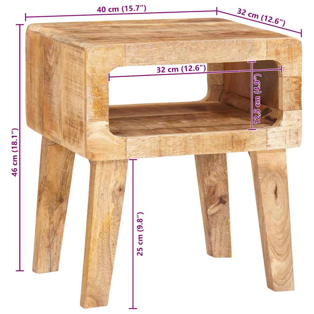 Beistelltische mit Regal 40 x 32 x 46 cm massives Mangoholz
