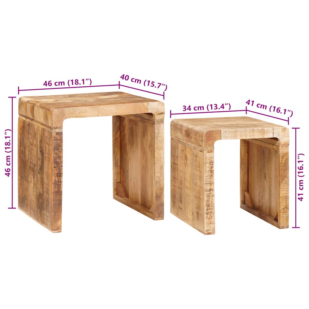 Beistelltische Braun massives Mangoholz
