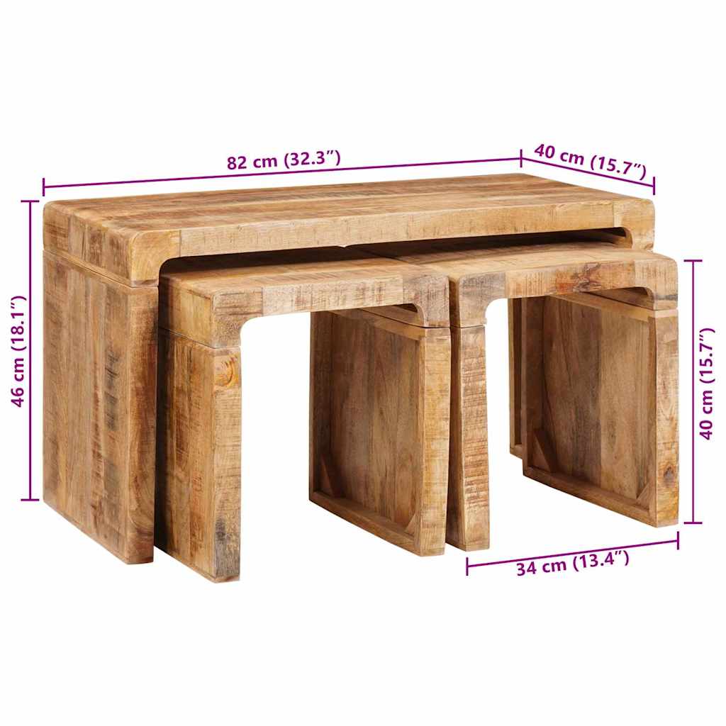 Satztische 3 pcs massives Mangoholz
