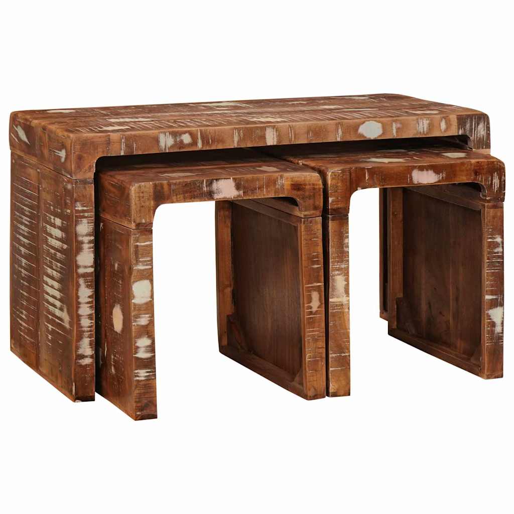Satztische 3 pcs recyceltes Massivholz