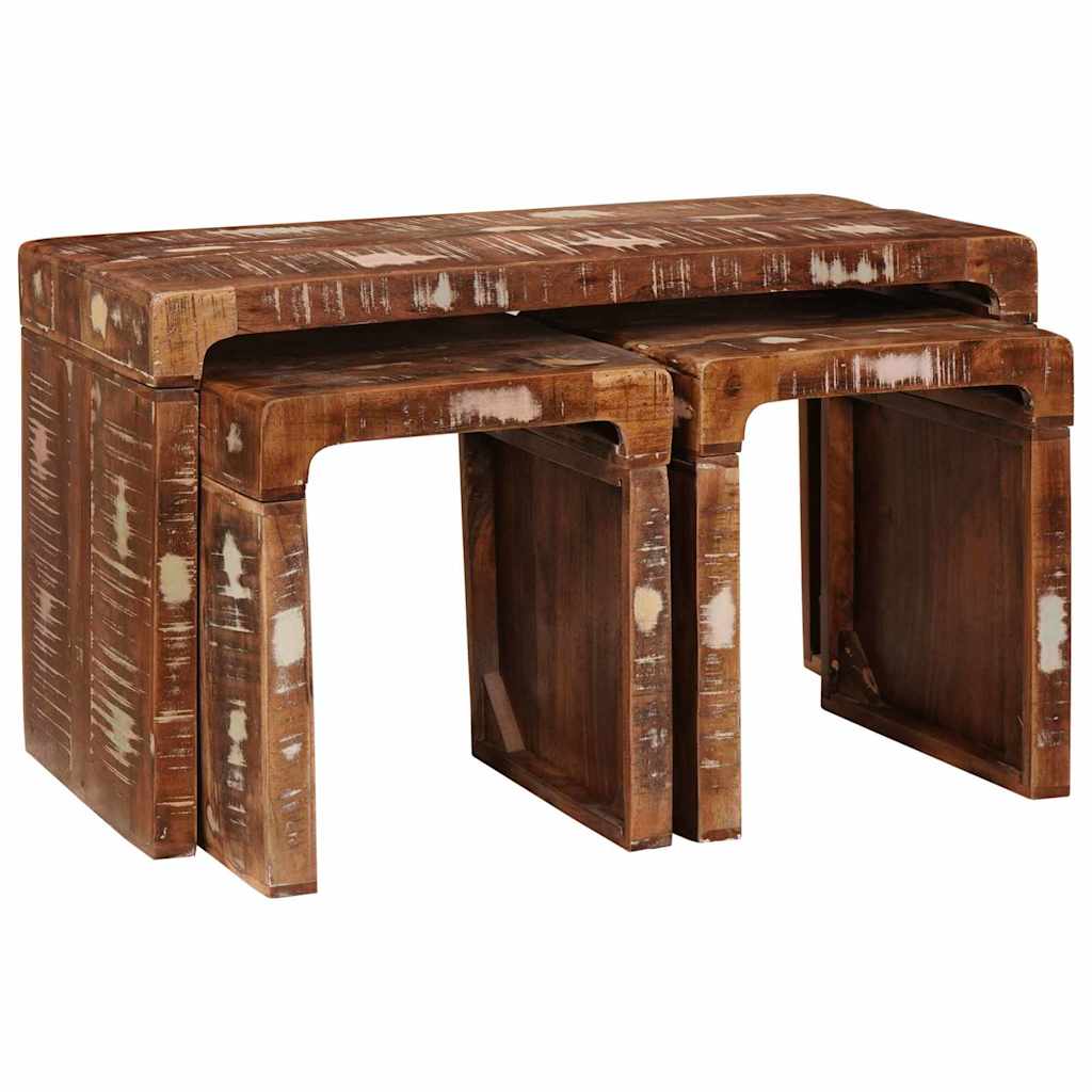 Satztische 3 pcs recyceltes Massivholz