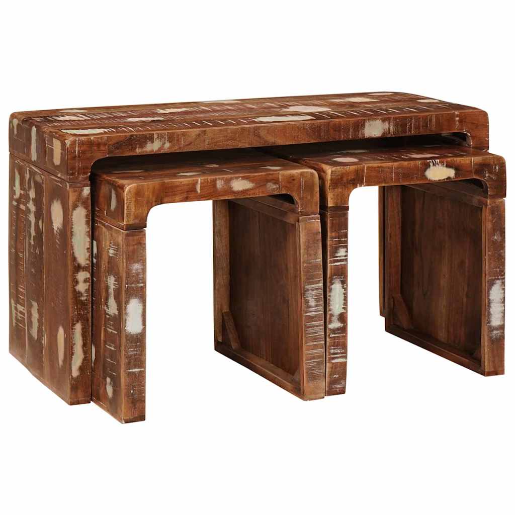 Satztische 3 pcs recyceltes Massivholz