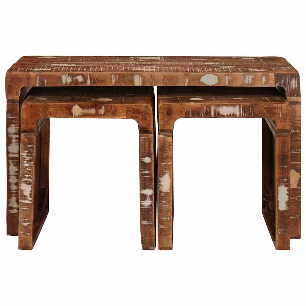 Satztische 3 pcs recyceltes Massivholz