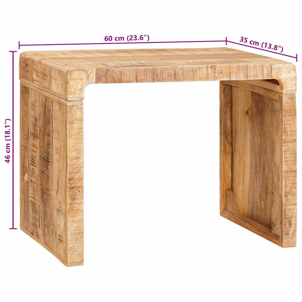 Beistelltisch Braun 60 x 35 x 45 cm massives Mangoholz
