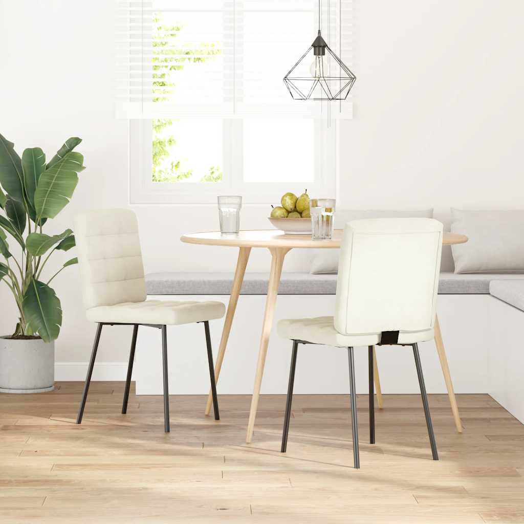 Esszimmerstühle 2 Stk. Creme Samt