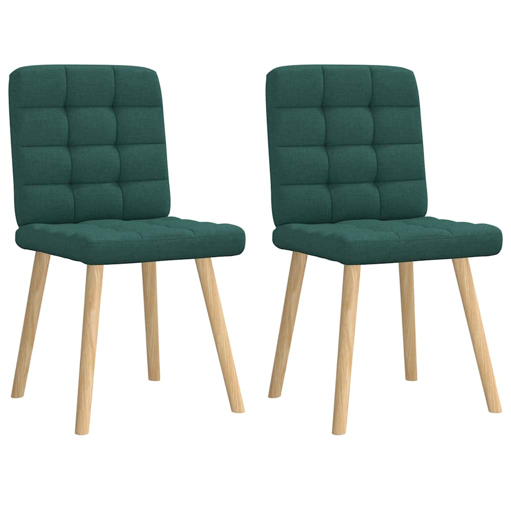 Dining Chairs 2 pcs. Dark Green Fabric