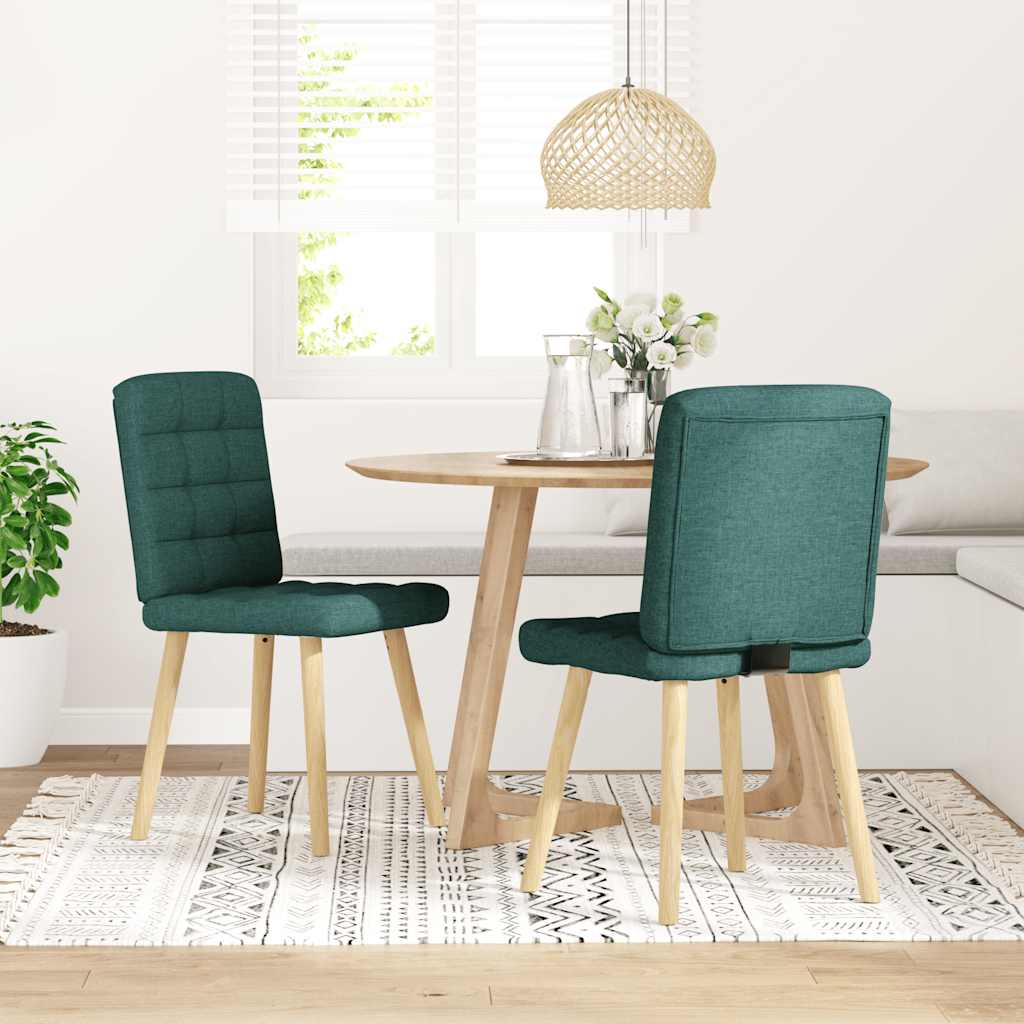 Dining Chairs 2 pcs. Dark Green Fabric
