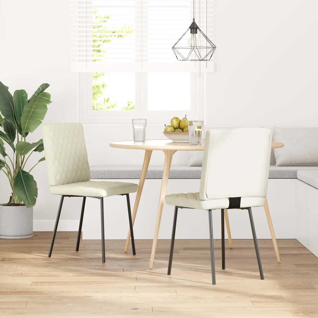 Esszimmerstühle 2 Stk. Creme Samt
