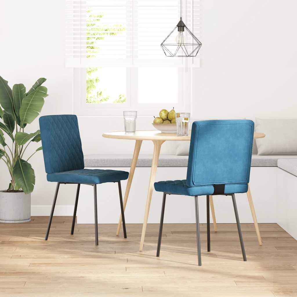 Esszimmerstühle 2 Stk. Blau Samt