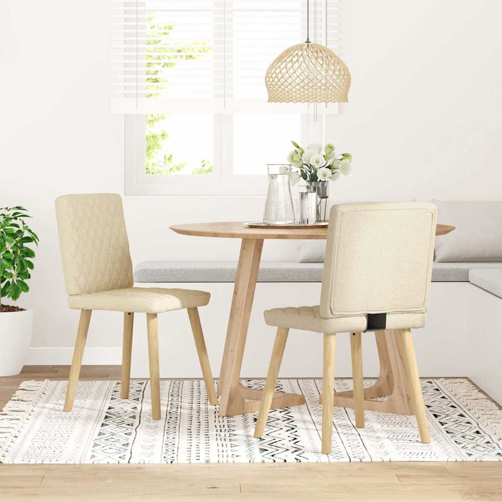 Esszimmerstühle 2 Stk. Creme Stoff
