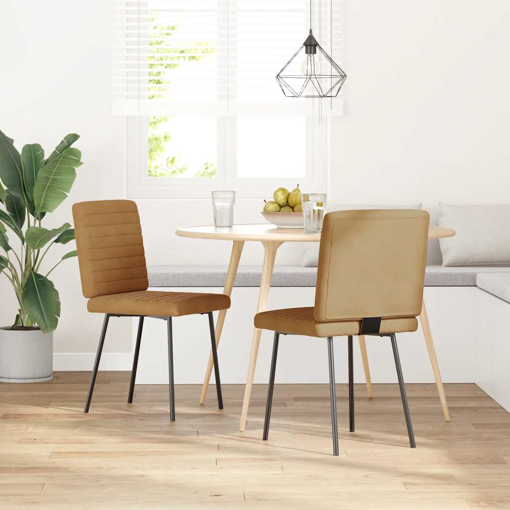 Esszimmerstühle 2 Stk. Braun Samt