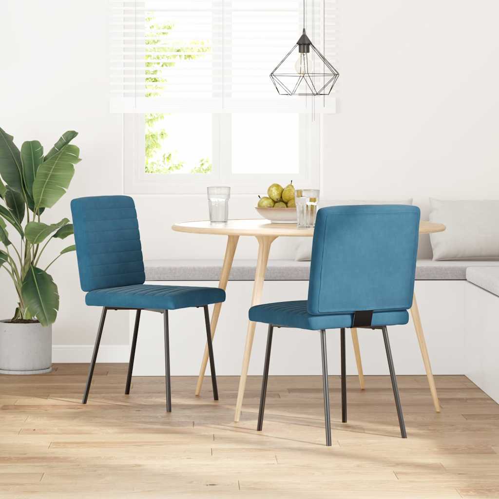 Esszimmerstühle 2 Stk. Blau Samt