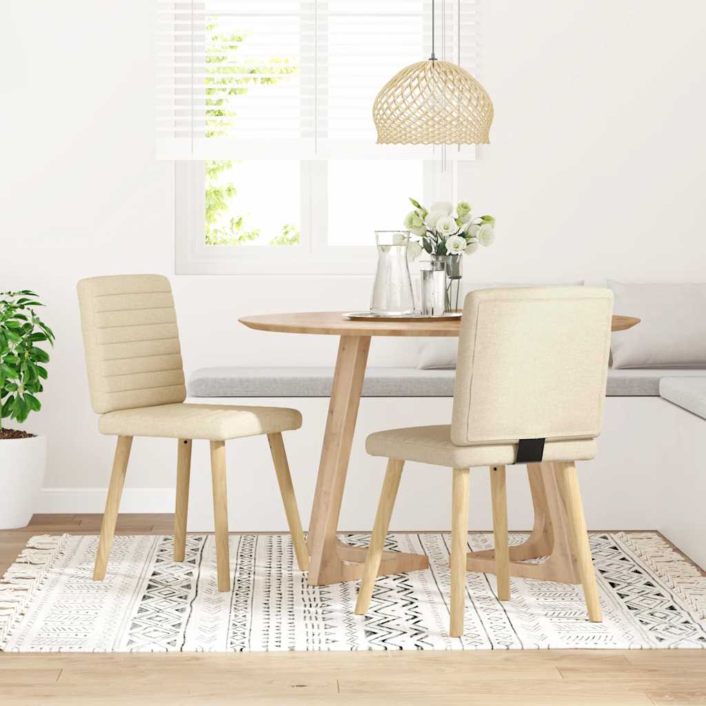 Esszimmerstühle 2 Stk. Creme Stoff