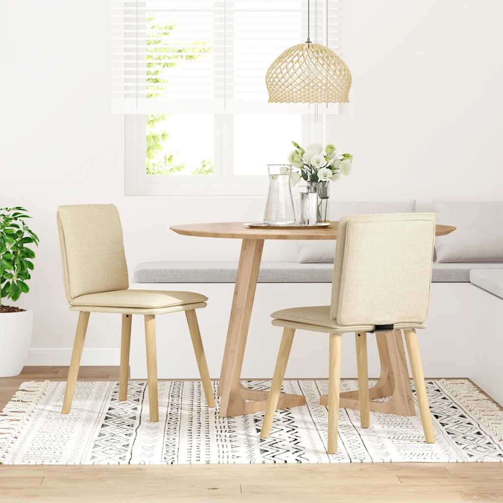 Dining Chairs 2 pcs. Cream Fabric