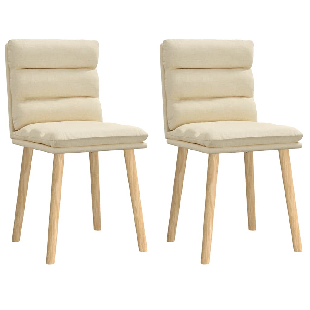 Esszimmerstühle 2 Stk. Creme Stoff