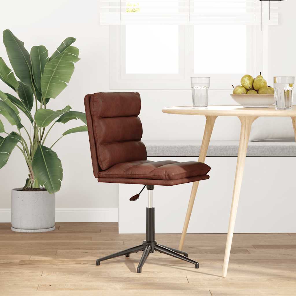 Dining Chair Shiny Brown Faux Leather