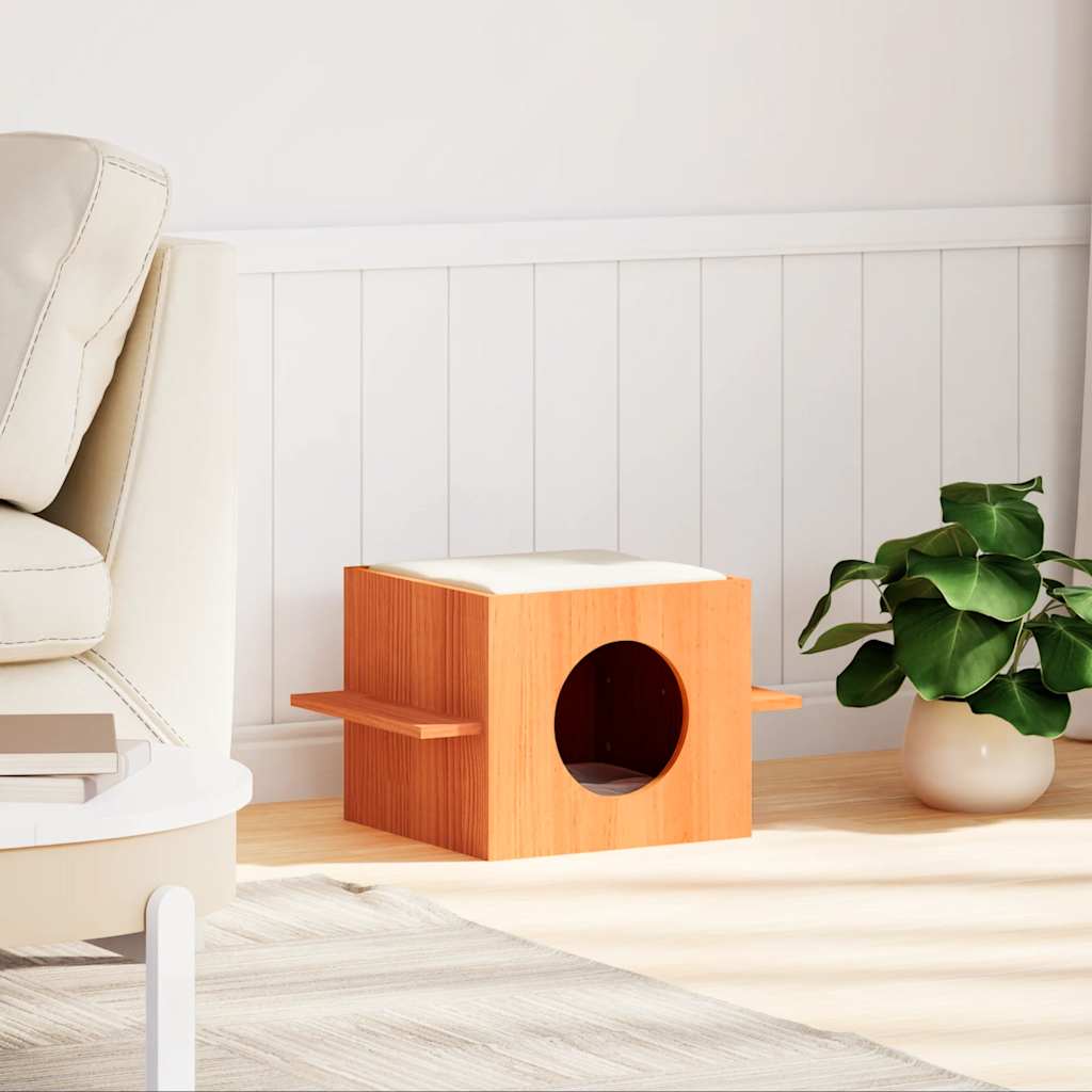 Cat House Wax Brown 51x35x30 cm Solid Pine Wood