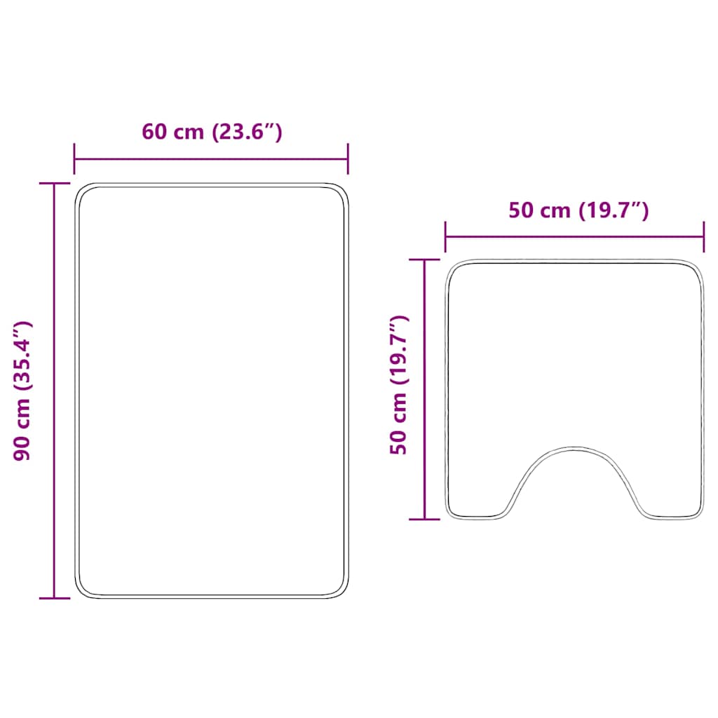 Badematte 2 pcs Türkis 50 x 50 cm Polypropylen