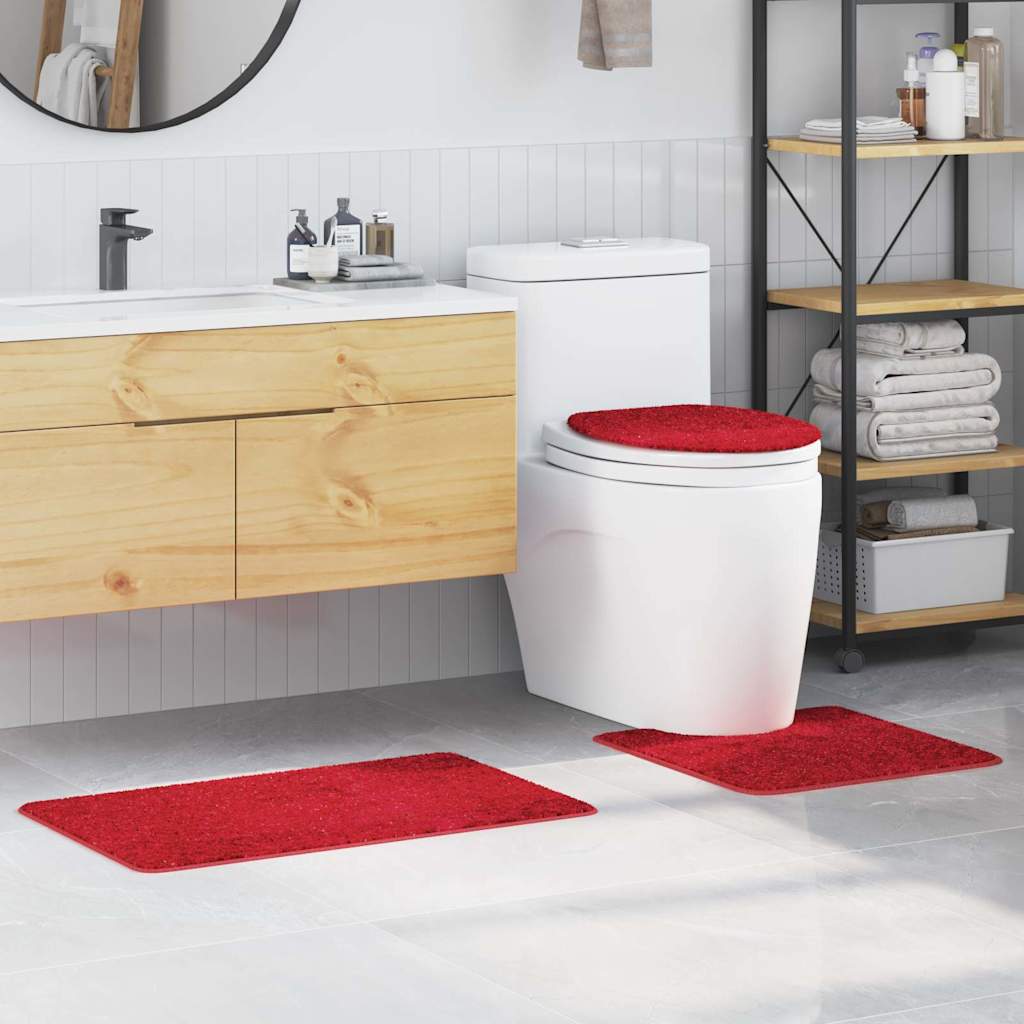 Badematte 3 pcs Rot 50 x 50 cm Polypropylen