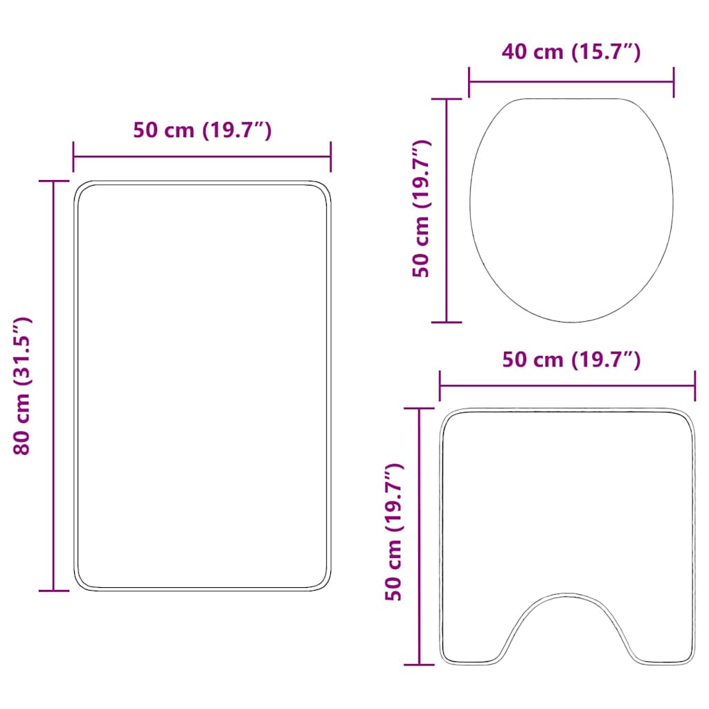 Badematte 3 pcs Türkis 50 x 50 cm Polypropylen