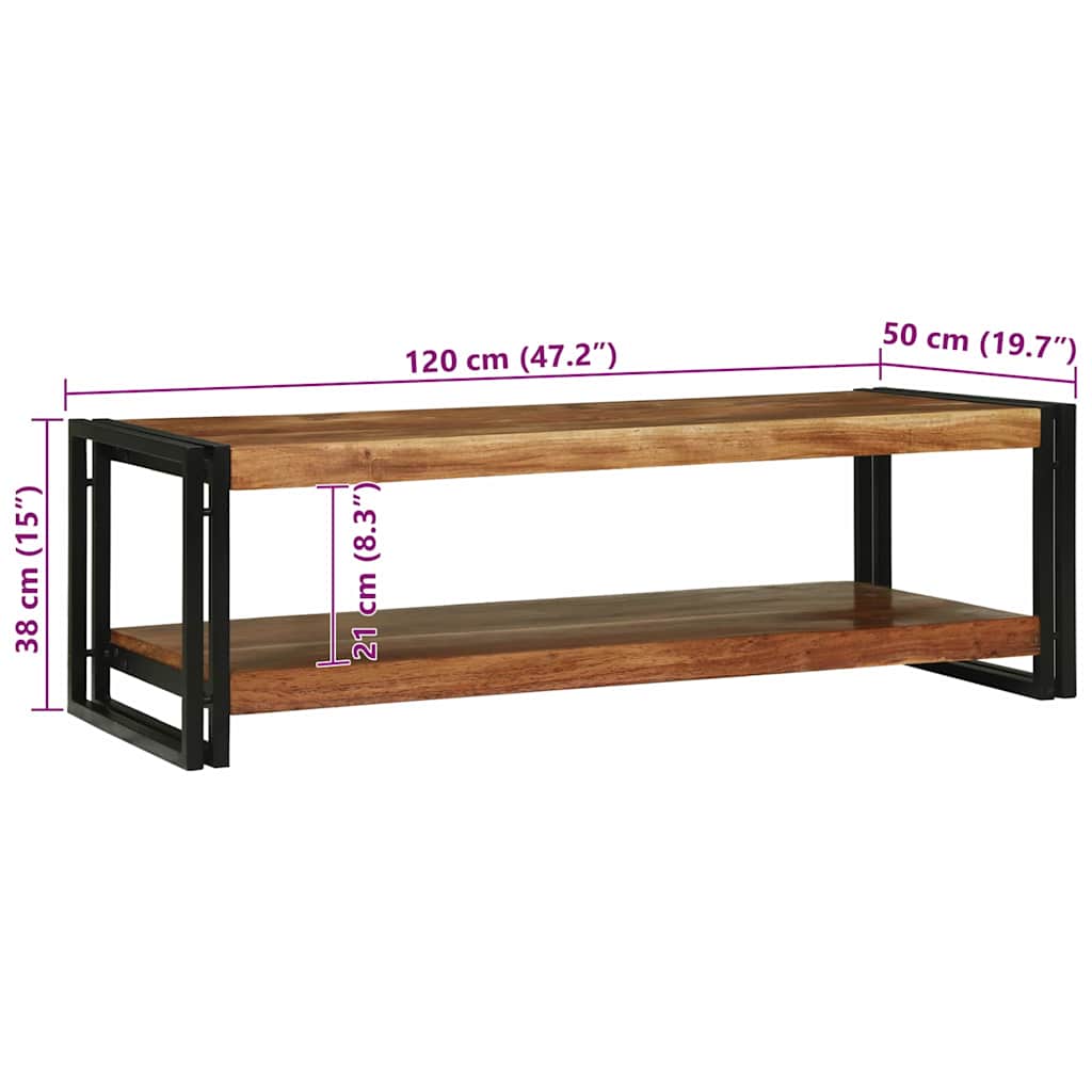 Couchtisch Braun 120 x 50 x 38 cm Akazie Massivholz
