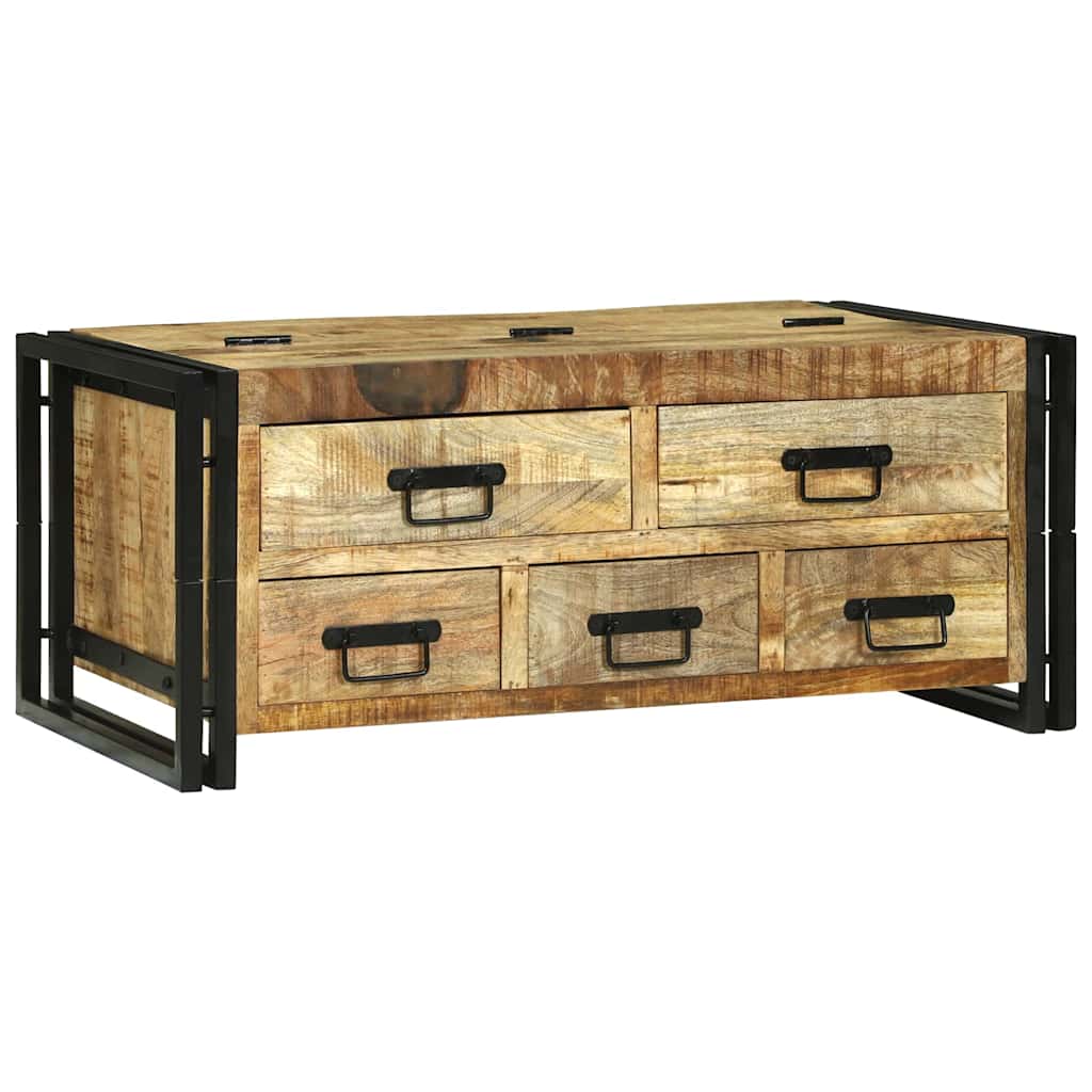 Couchtisch Braun 90 x 50 x 38 cm Raues Mango-Massivholz