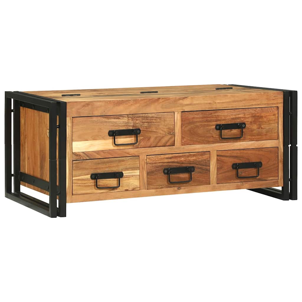Couchtisch with Drawer Braun 90 x 50 x 38 cm Akazie Massivholz
