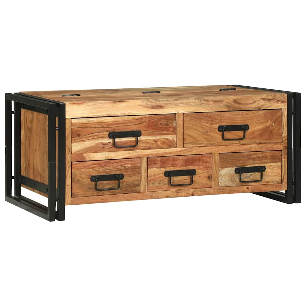 Couchtisch with Drawer Braun 90 x 50 x 38 cm Akazie Massivholz