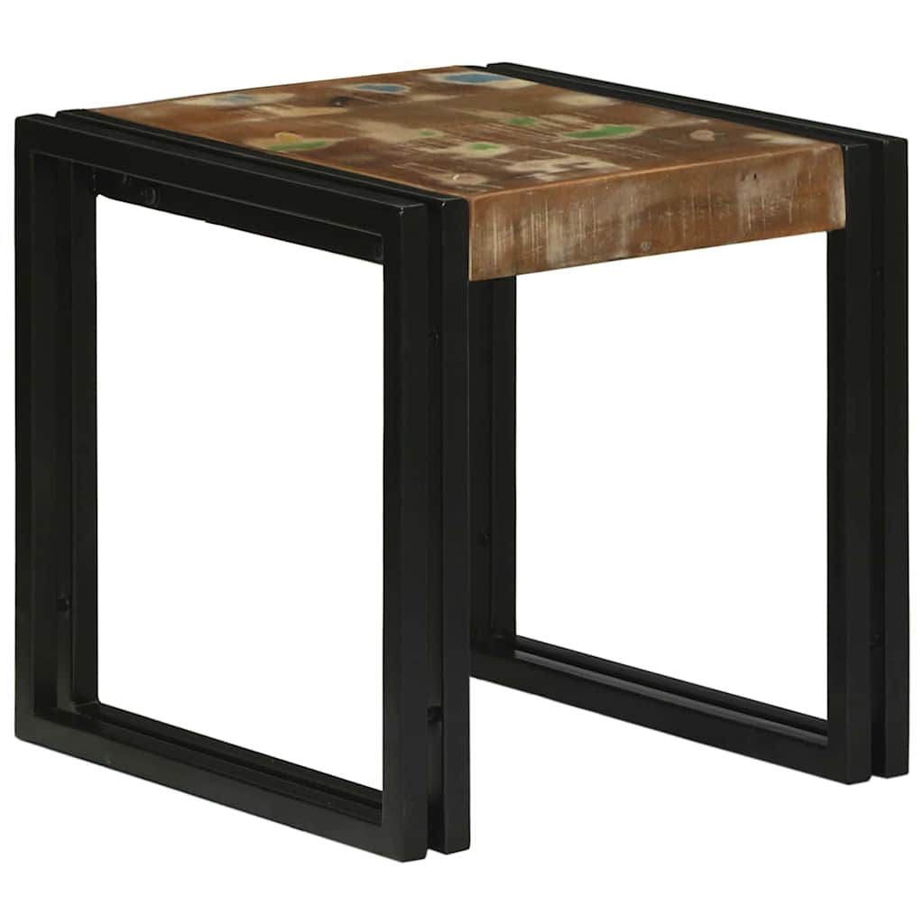 Satztische 3 pcs Braun und Schwarz Massivholz Altholz