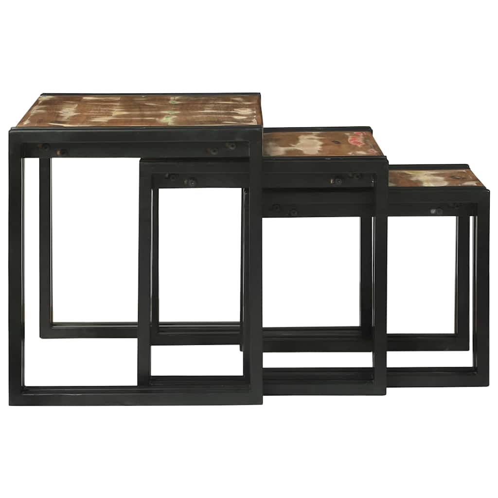 Satztische 3 pcs Braun und Schwarz Massivholz Altholz