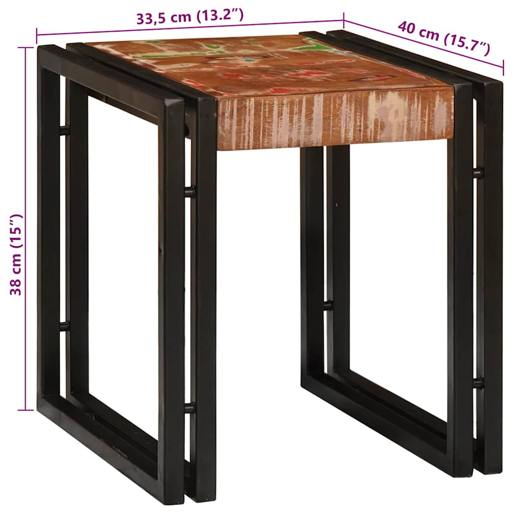 Nestingtisch 3 pcs Braun und Schwarz recyceltes Massivholz