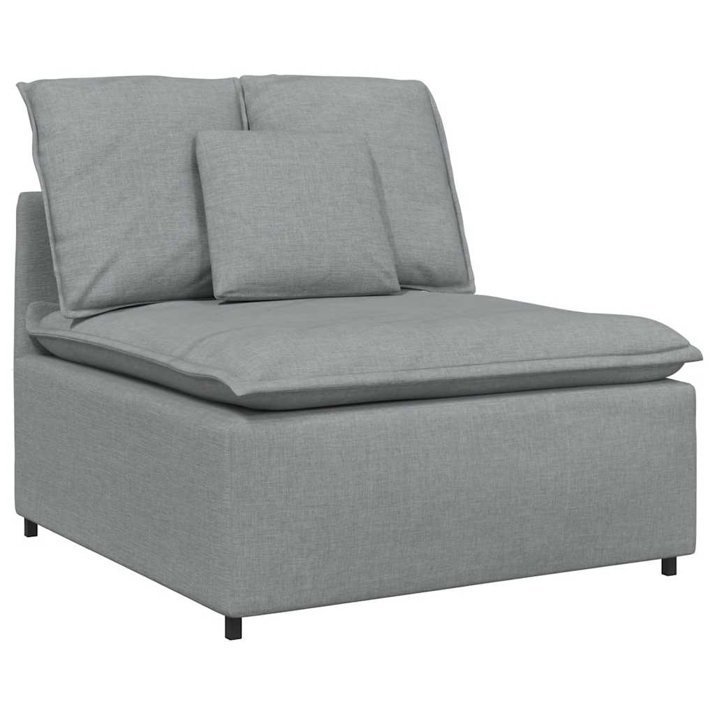 Modulares Sofa mit Fußhocker und Kissen Hellgrau