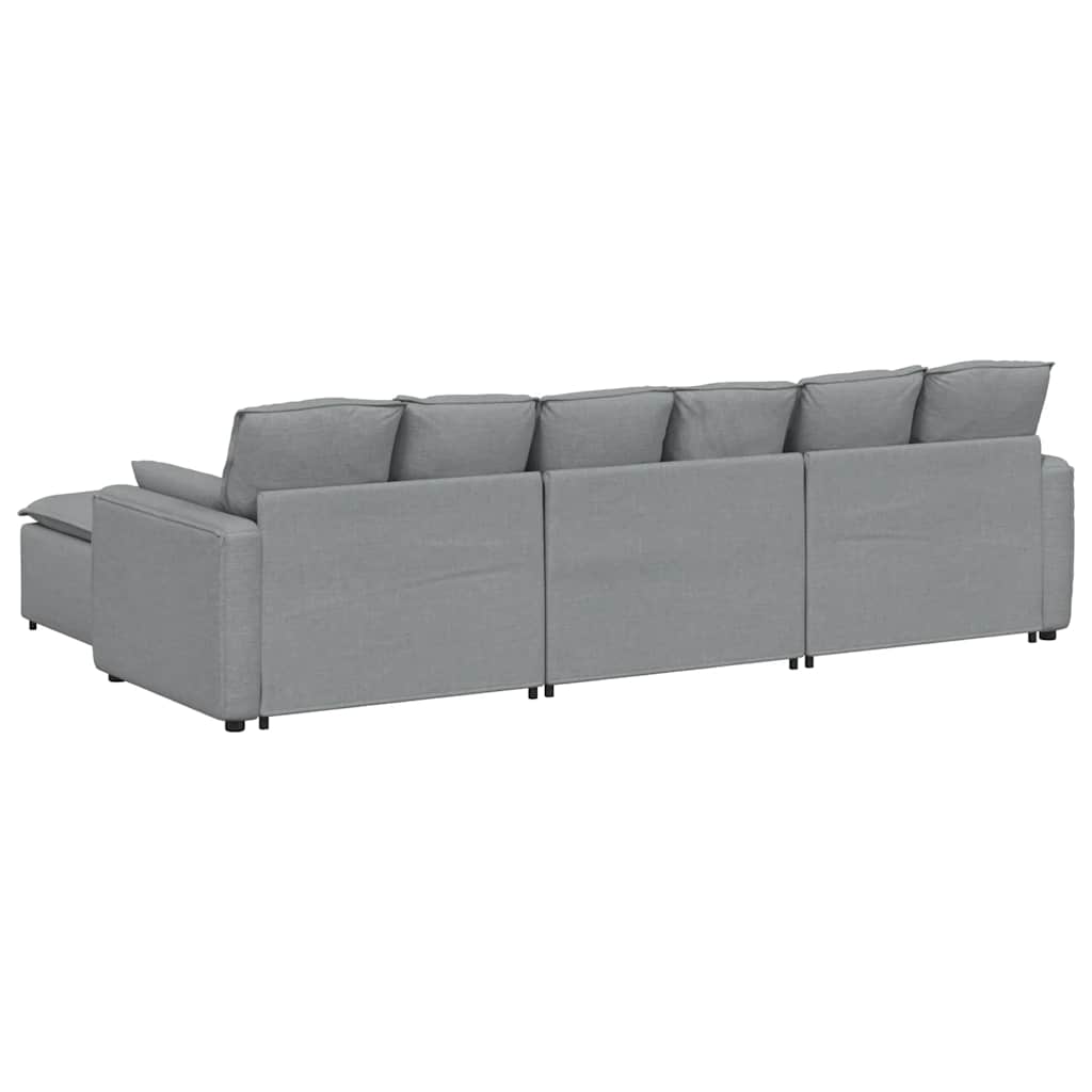 Modulares Sofa mit Fußhocker und Kissen Hellgrau
