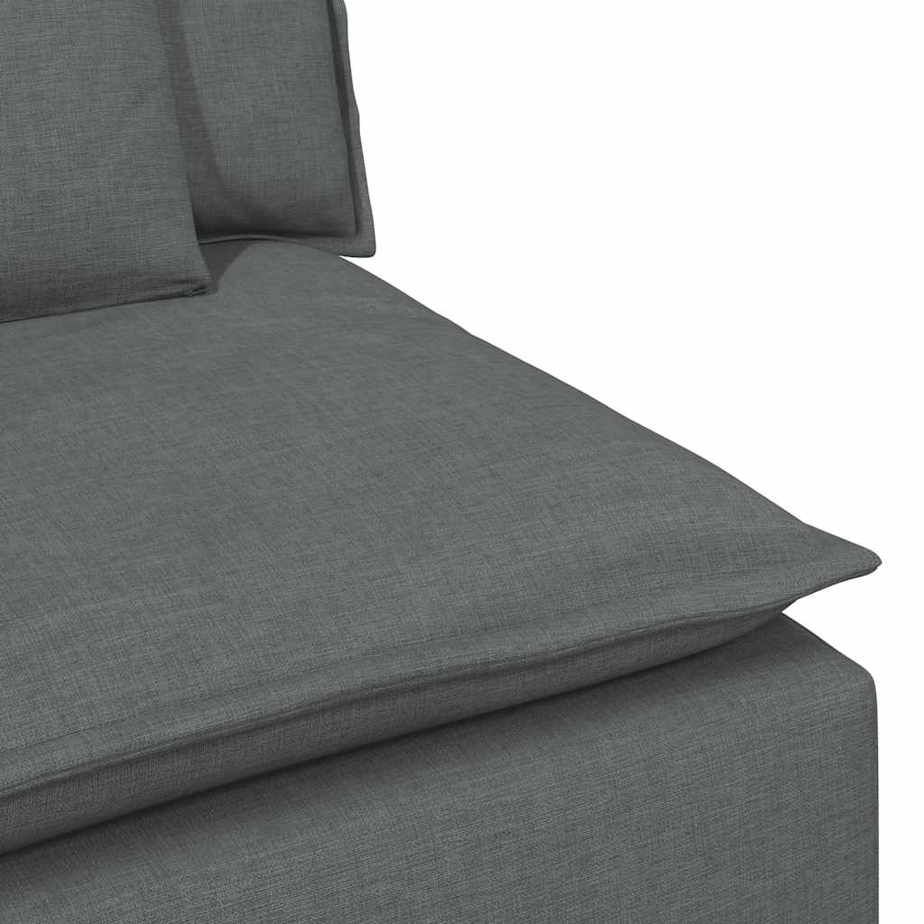 Modulares Sofa mit Fußhocker und Kissen Dunkelgrau