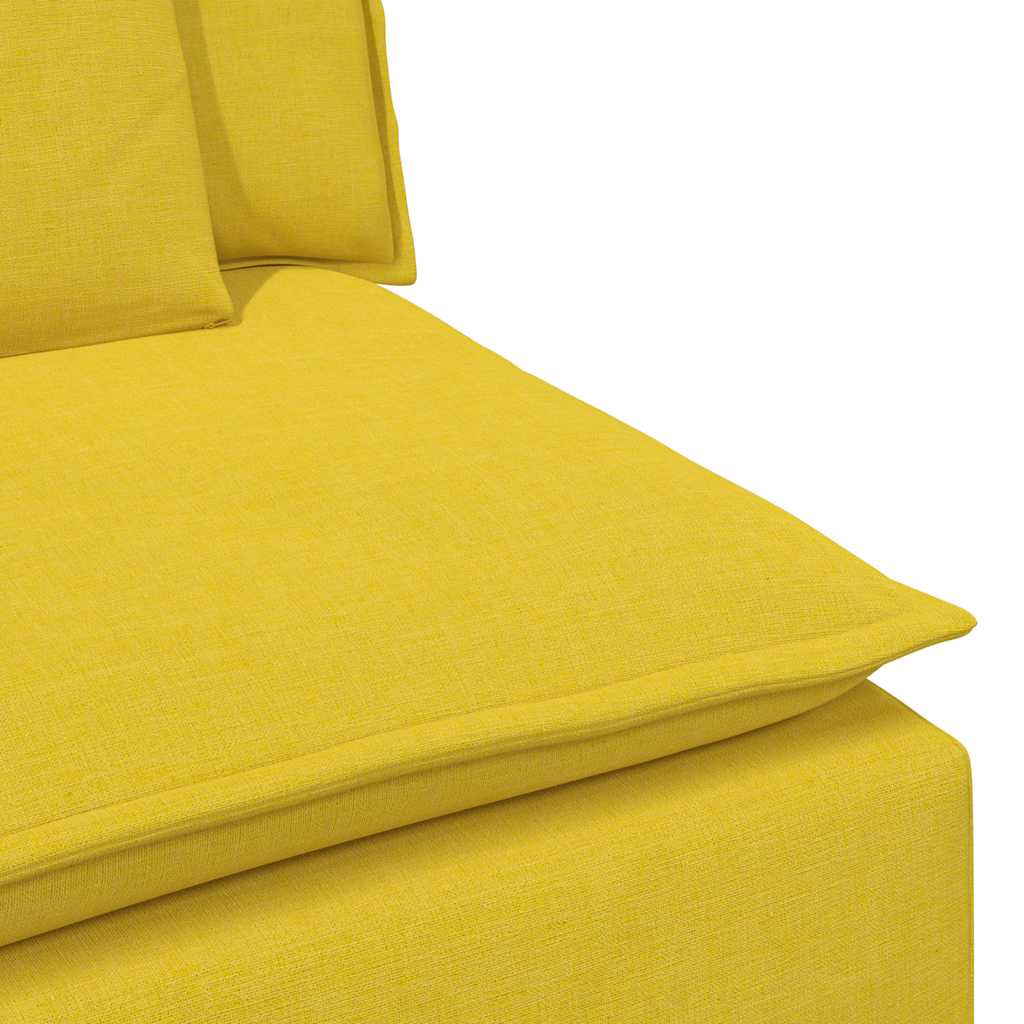 Modulares Sofa mit Fußhocker und Kissen Hellgelb