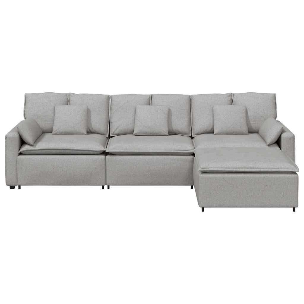 Modulares Sofa mit Fußhocker und Kissen Wolkengrau