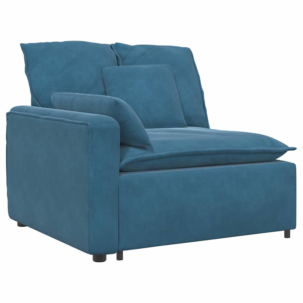 Modulares Sofa mit Fußhocker und Kissen Blau