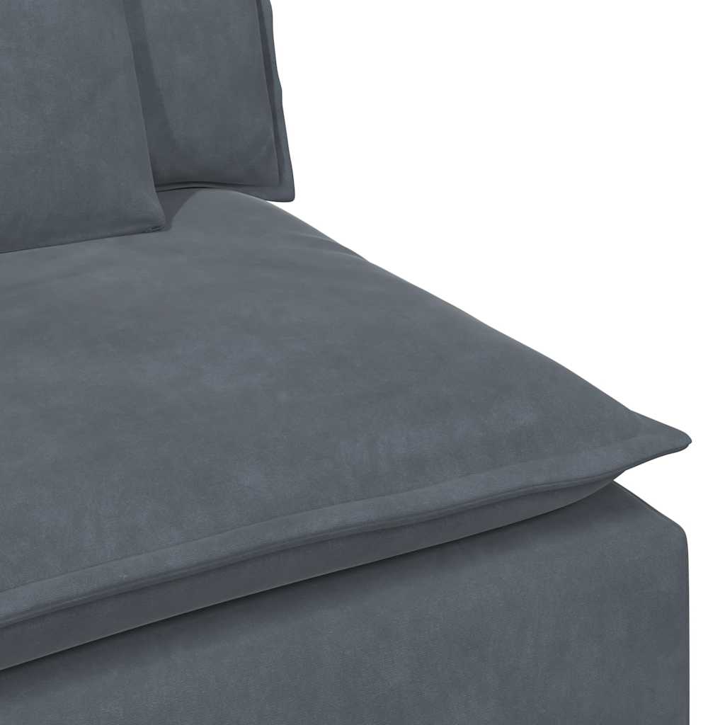 Modulares Sofa mit Fußhocker und Kissen Dunkelgrau