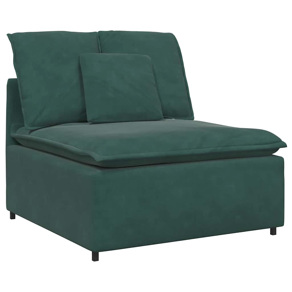 Modulares Sofa mit Fußhocker und Kissen Dunkelgrün