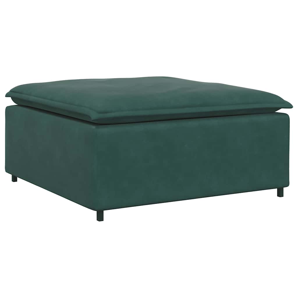 Modulares Sofa mit Fußhocker und Kissen Dunkelgrün