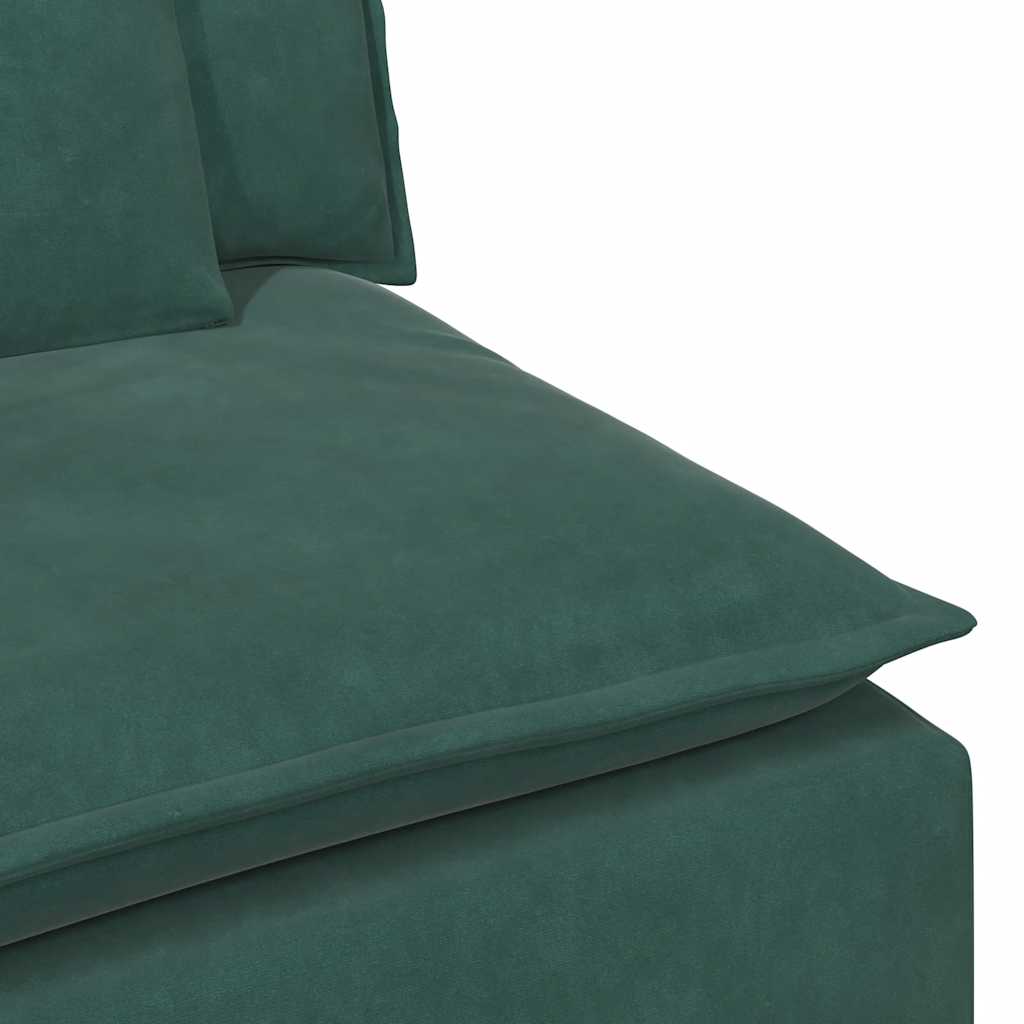 Modulares Sofa mit Fußhocker und Kissen Dunkelgrün