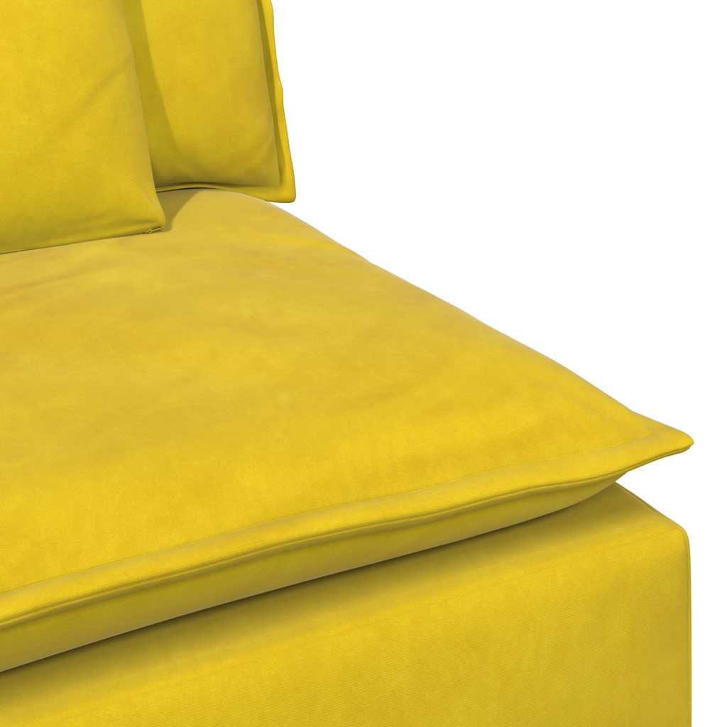 Modulares Sofa mit Fußhocker und Kissen Gelb