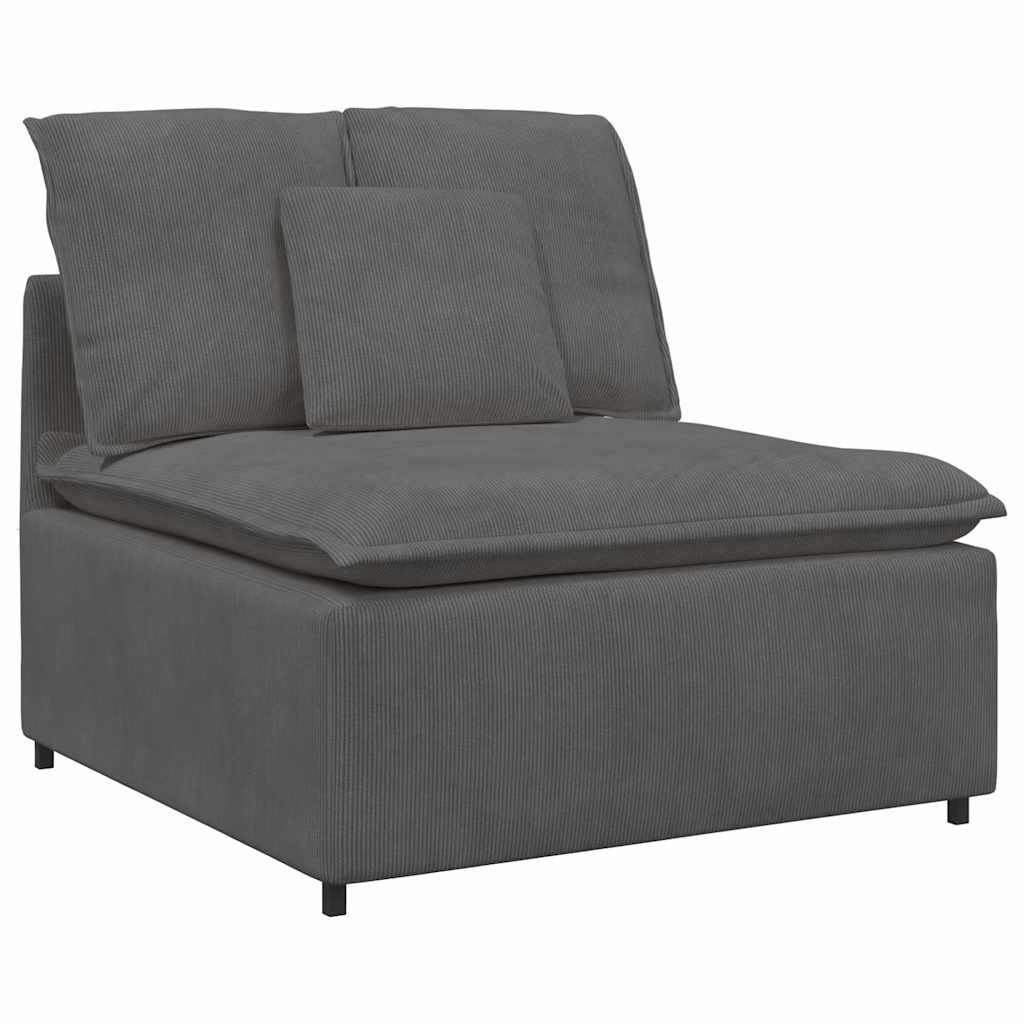 Modulares Sofa mit Fußhocker und Kissen Dunkelgrau